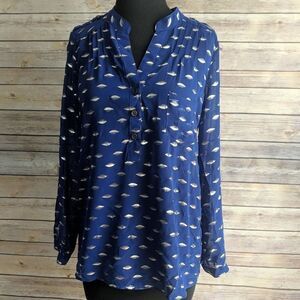 Alice Blue Stitch Fix Sheer Cobalt Blue Blouse